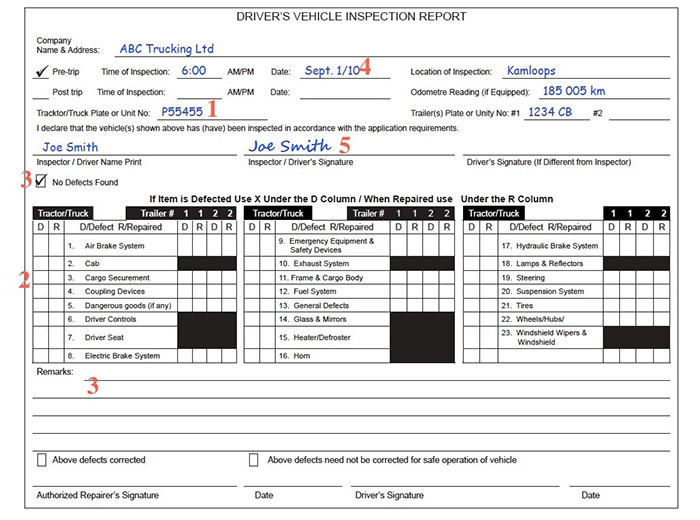 class 1 pre trip inspection checklist alberta